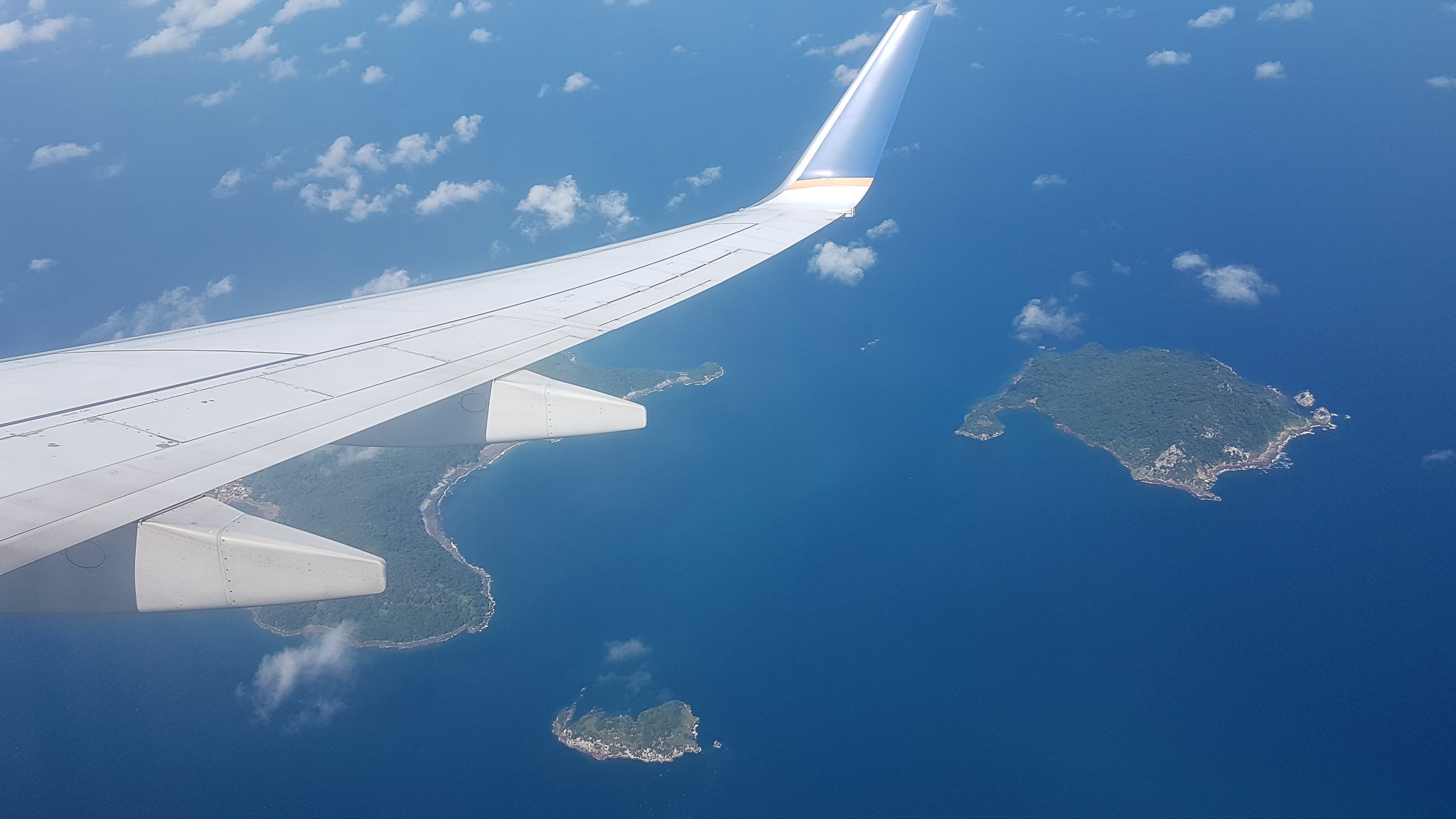 Vista da janela do avião da Copa Airlines durante o voo de volta a Brasília