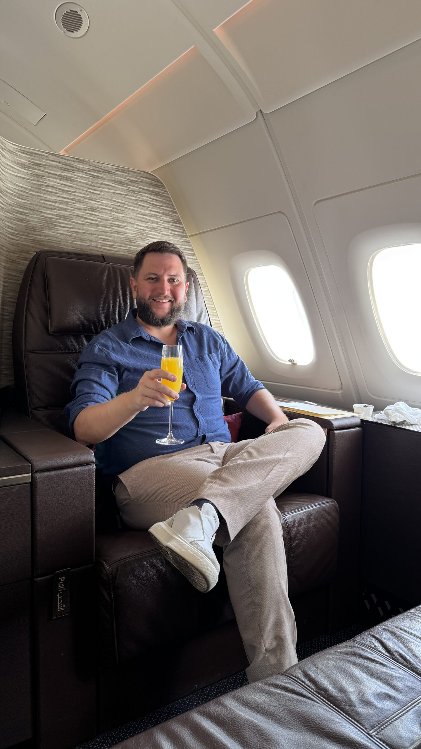 O Apartment, a cabine de Primeira Classe da Etihad no Airbus A380, no voo de Abu Dhabi para Londres