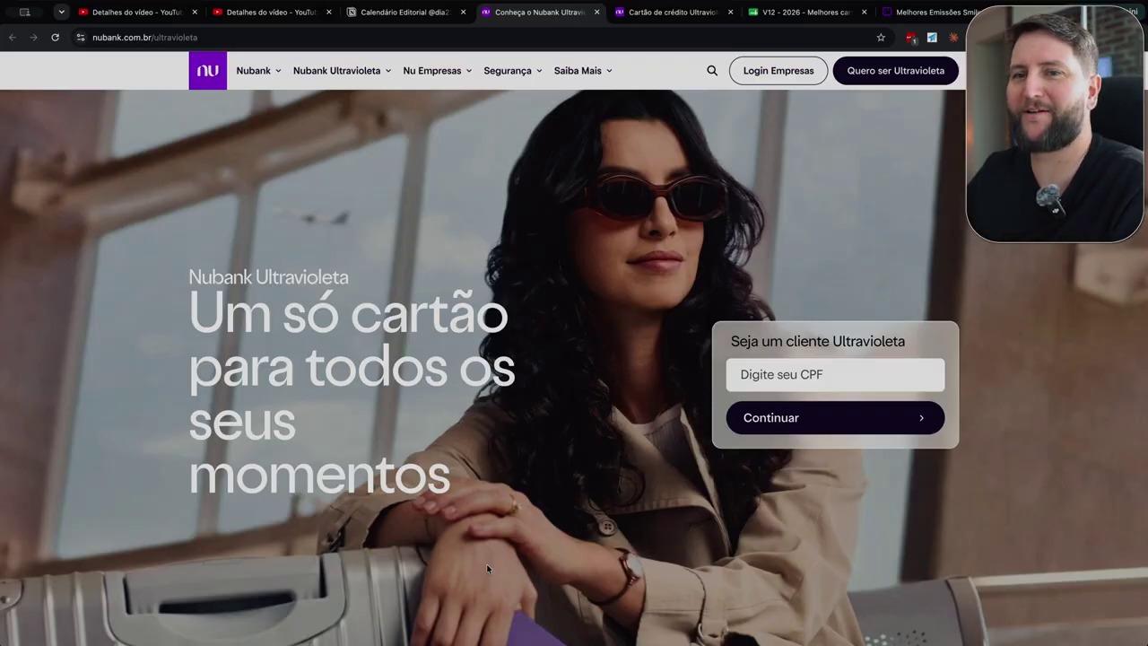 Página oficial do Nubank Ultravioleta, com o cartão Mastercard Black em destaque