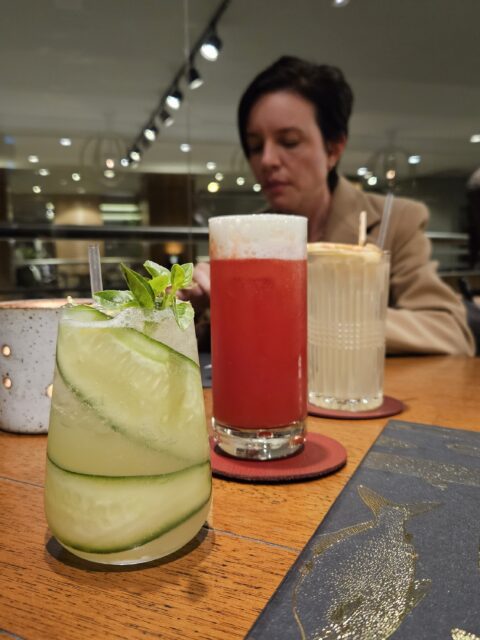 Três welcome drinks sem alcool servidos no restaurante HAI YO, dentro do Grand Mercure Curitiba, beneficio do status Gold da ALL