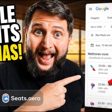 Print do nosso teste ao vivo da extensão do Seats.aero mostrando milhas dentro do Google Flights