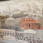 Pintura na parede do restaurante Madalosso contando a historia da familia italiana em Santa Felicidade, Curitiba, desde 1970