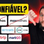 Rudi com o polegar para baixo ao lado dos logos da 123milhas, MaxMilhas, Zupper, GotoGate, Kiwi.com, Mytrip e Martigo, com o texto É confiável?