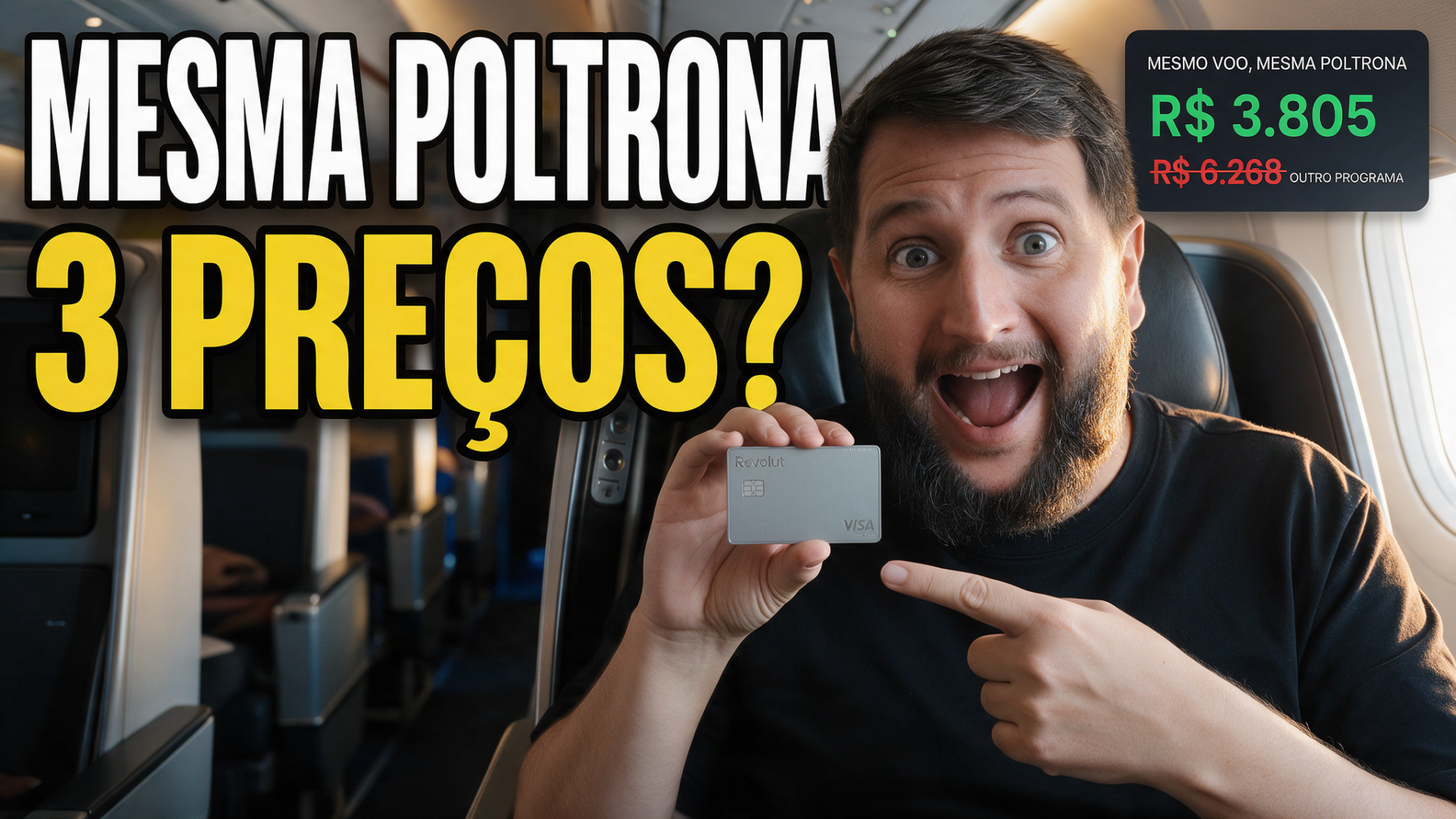 Executiva com Milhas em 3 Meses: comparativo Aegean R$3.805 x outro programa R$6.268, cabine executiva ao fundo