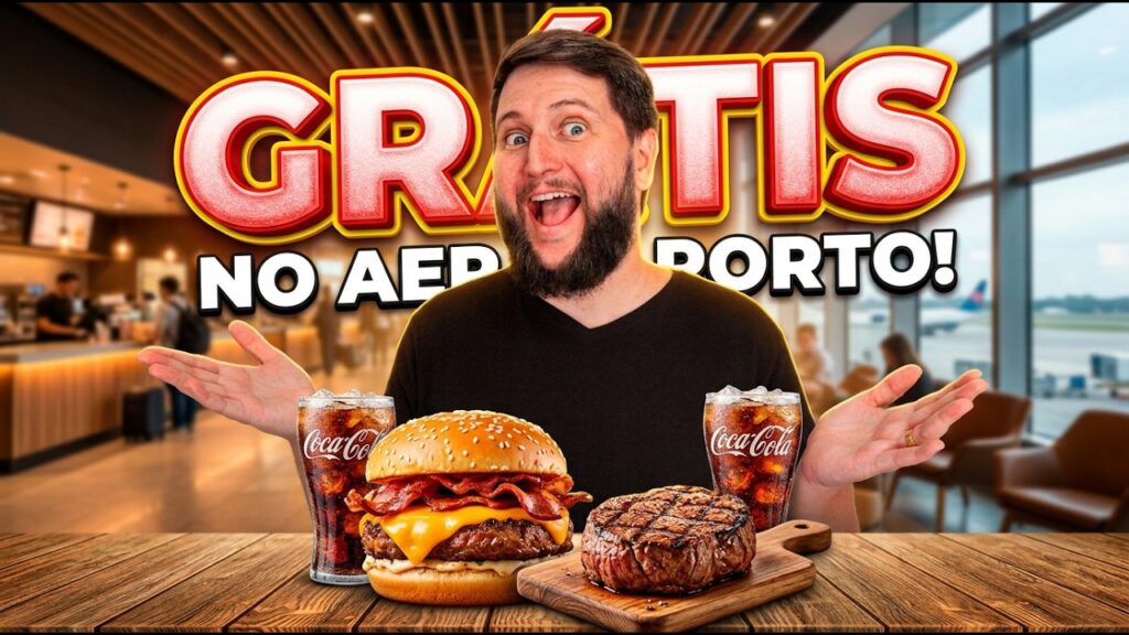 Rudi na capa do vídeo Almoço VIP de GRAÇA no DESEMBARQUE! (Hack do Visa Infinite em Congonhas)