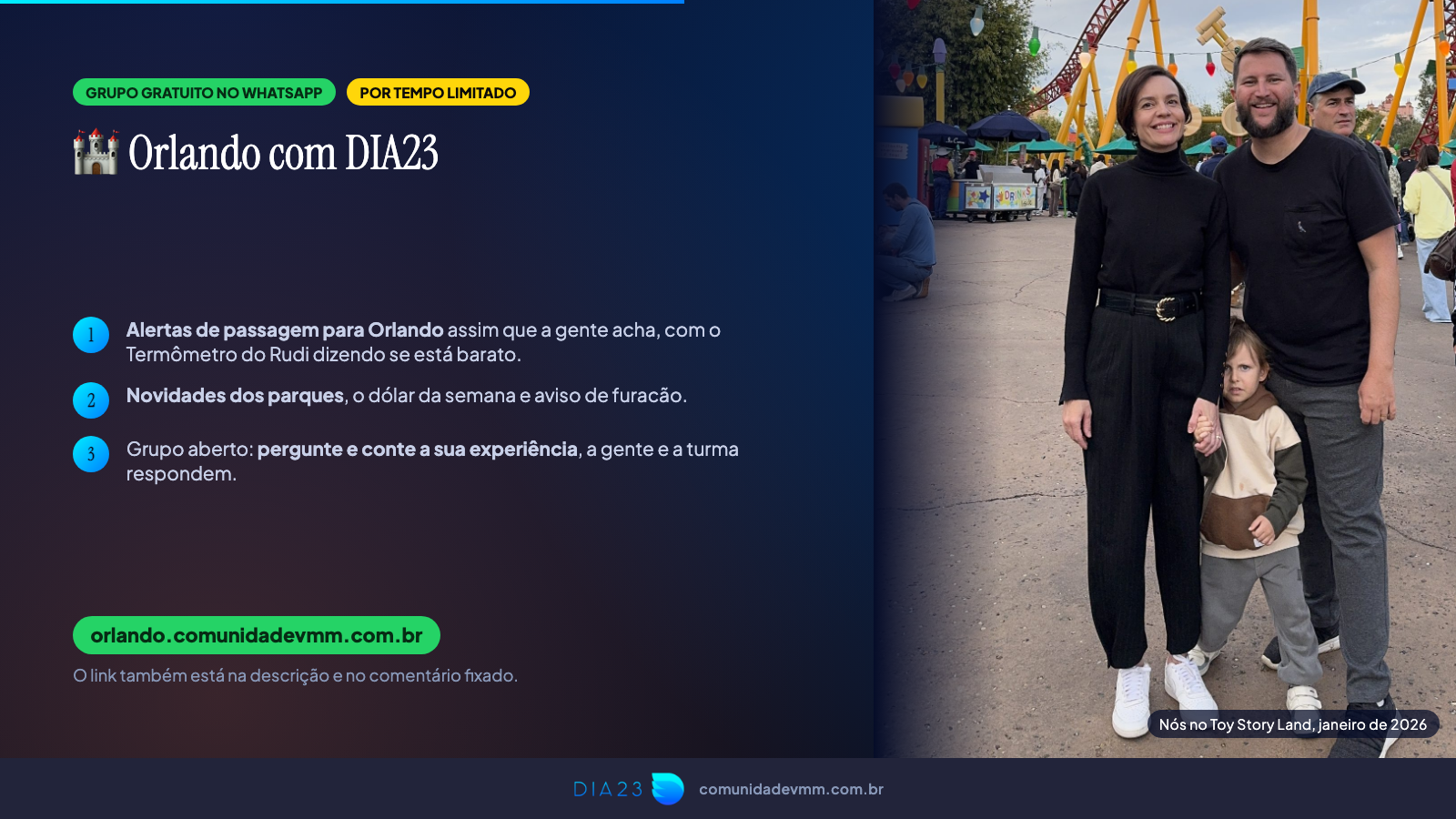 Grupo gratuito Orlando com DIA23 no WhatsApp