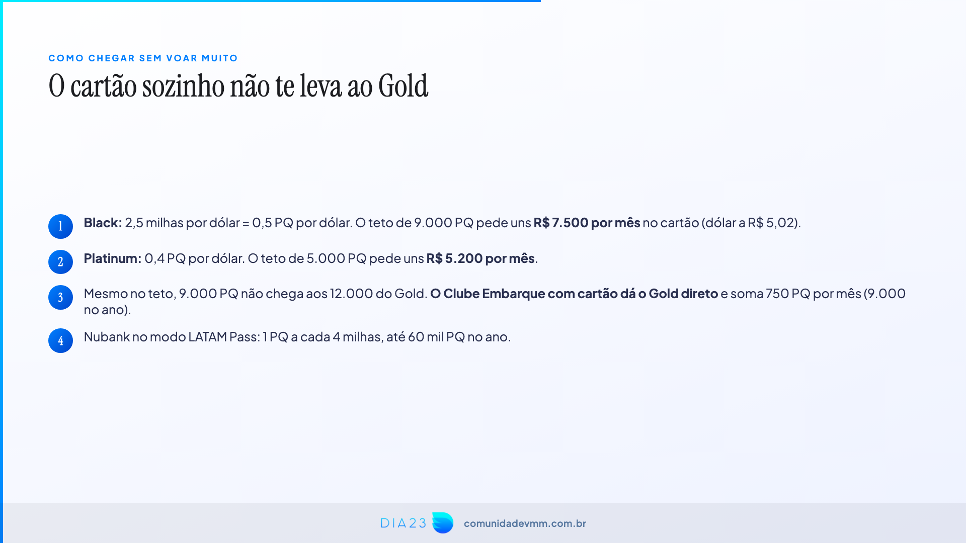 O cartão sozinho não leva ao Gold da LATAM