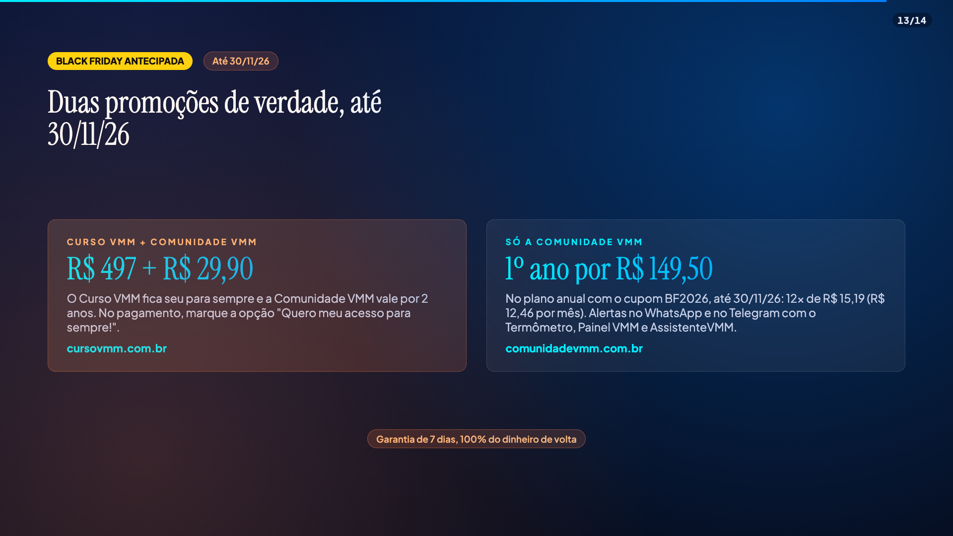 Black Friday Antecipada da Comunidade VMM e do Curso VMM até 30/11/26